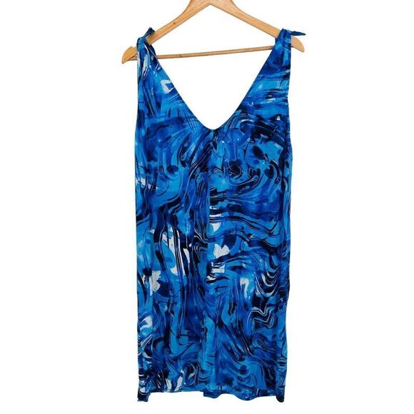 Peyton and Parker blue linen blend swim cover beach dress tie straps size xlarge - Picture 5 of 9